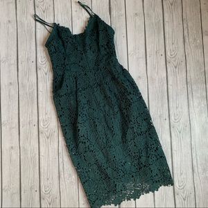 ASTR the Label Emerald Green Lace Midi Dress